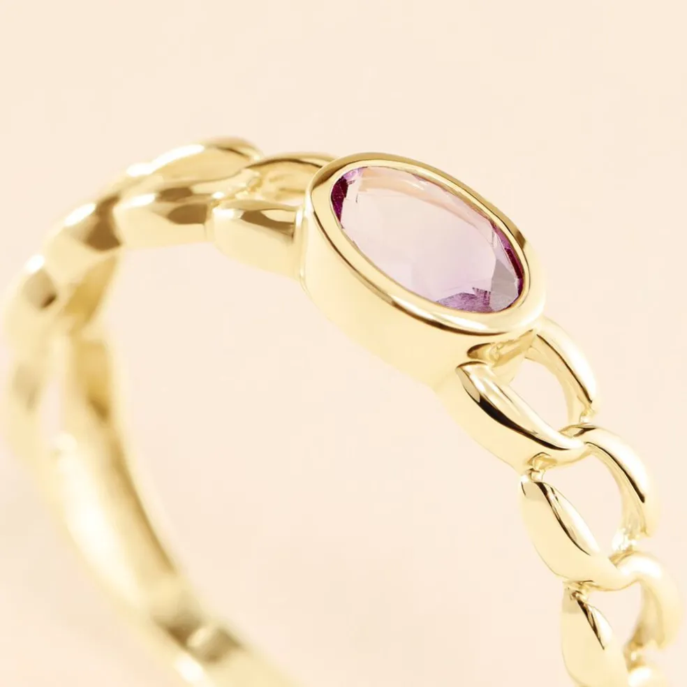 Bague Chain Or Jaune Améthyste
