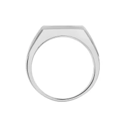 Bague Chevalière Acier Vieillit Teodor Oxydes De Zirconium