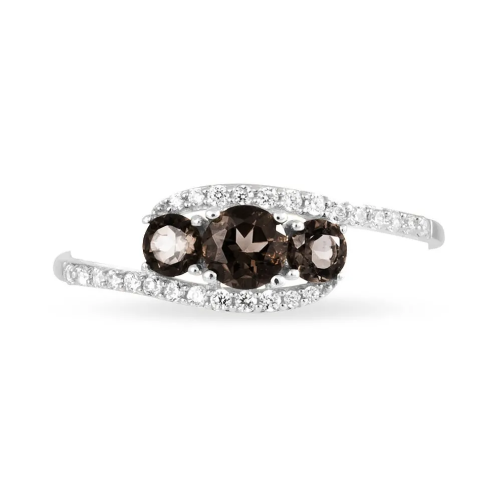 Bague Chloe Or Blanc Quartz Et Oxyde De Zirconium