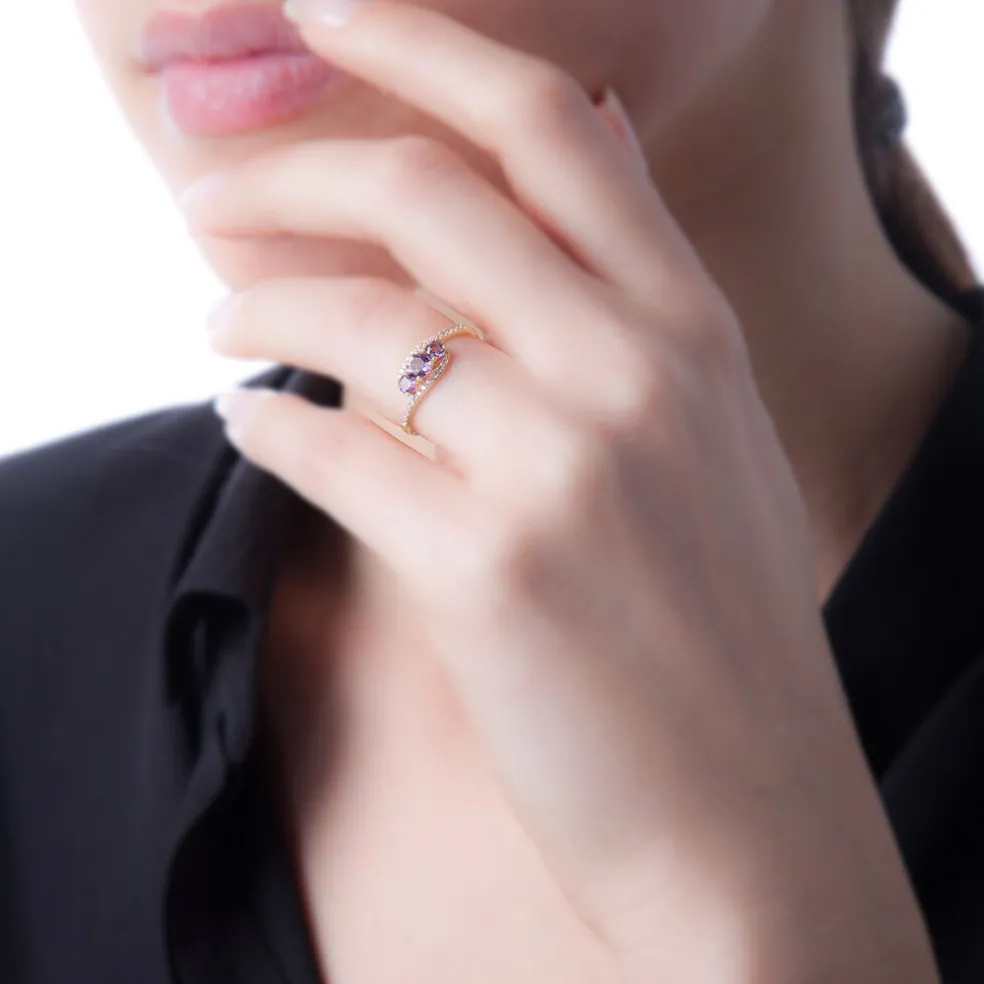 Bague Chloe Or Blanc Quartz Et Oxyde De Zirconium