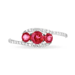 Bague Chloe Or Blanc Rubis Et Diamant