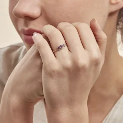 Bague Chloe Or Jaune Amethyste Et Oxyde De Zirconium