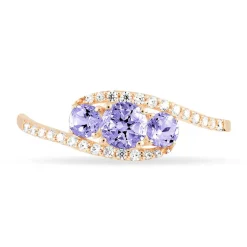 Bague Chloe Or Rose Amethyste Et Oxyde De Zirconium