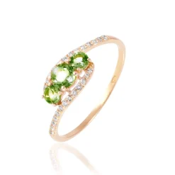 Bague Chloe Or Rose Péridot Et Oxyde De Zirconium