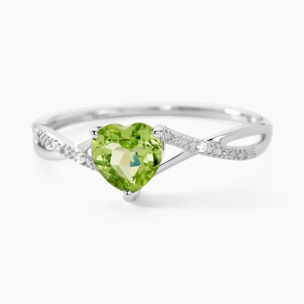 Bague Clothilde Or Blanc Peridot Et Oxyde