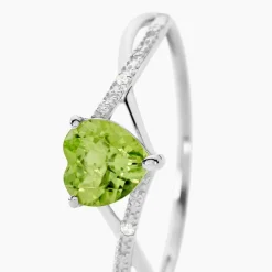 Bague Clothilde Or Blanc Peridot Et Oxyde
