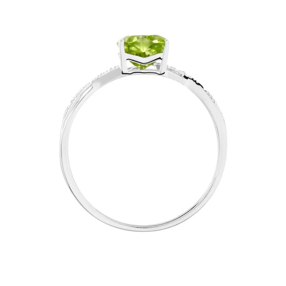Bague Clothilde Or Blanc Peridot Et Oxyde