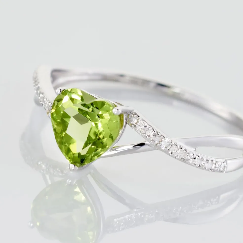 Bague Clothilde Or Blanc Peridot Et Oxyde