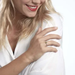 Bague Clothilde Or Blanc Peridot Et Oxyde