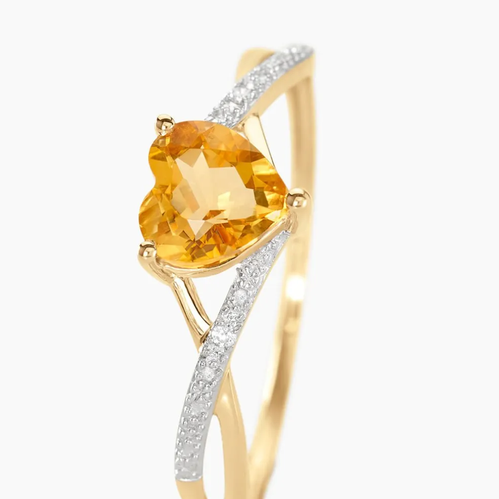 Bague Clothilde Or Jaune Citrine Et Oxyde