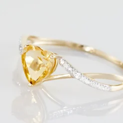 Bague Clothilde Or Jaune Citrine Et Oxyde