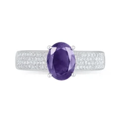 Bague Crista Or Blanc Amethyste Et Diamant