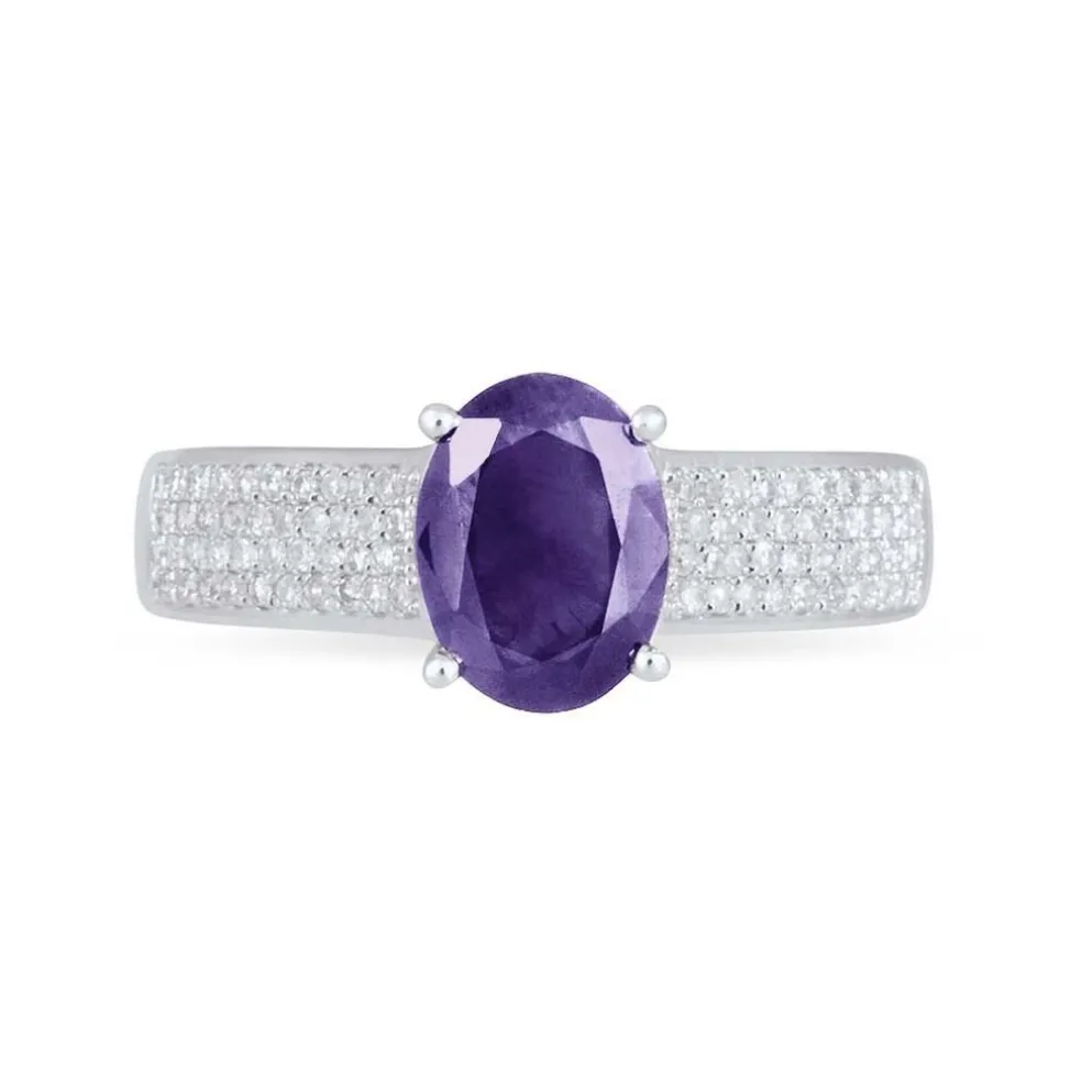 Bague Crista Or Blanc Amethyste Et Diamant