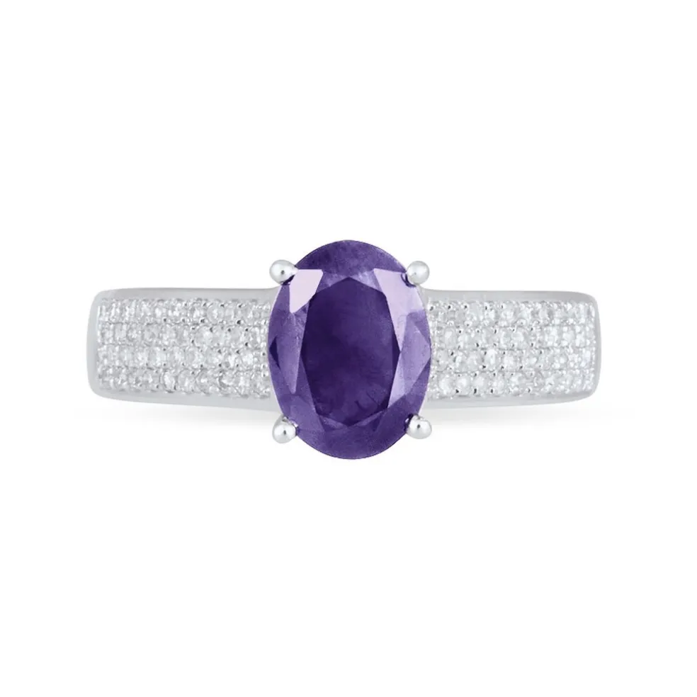Bague Crista Or Blanc Amethyste Et Diamant