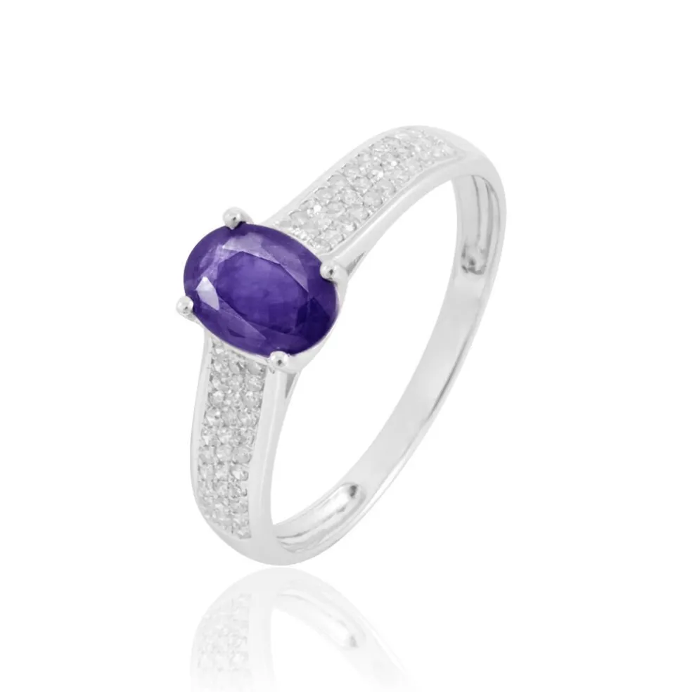 Bague Crista Or Blanc Amethyste Et Diamant