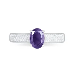 Bague Crista Or Blanc Amethyste Et Diamant