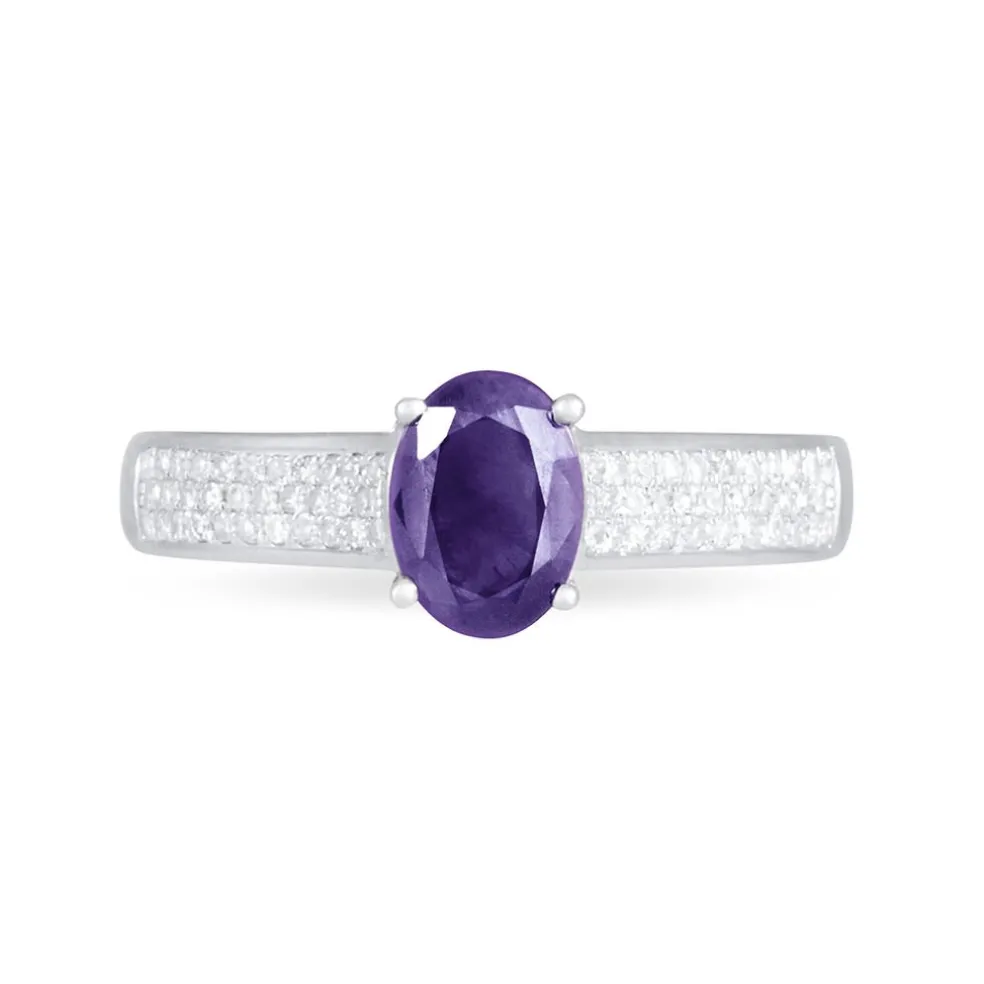 Bague Crista Or Blanc Amethyste Et Diamant