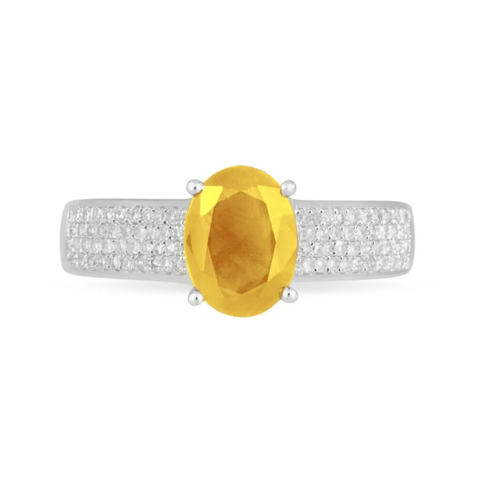 Bague Crista Or Blanc Citrine Et Diamant