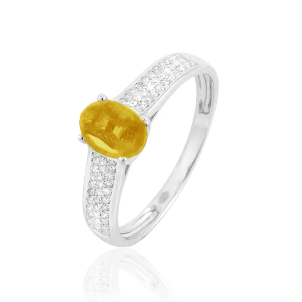 Bague Crista Or Blanc Citrine Et Diamant