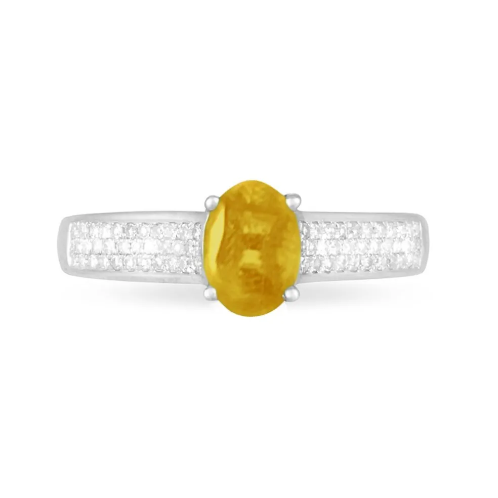 Bague Crista Or Blanc Citrine Et Diamant