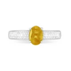 Bague Crista Or Blanc Citrine Et Diamant