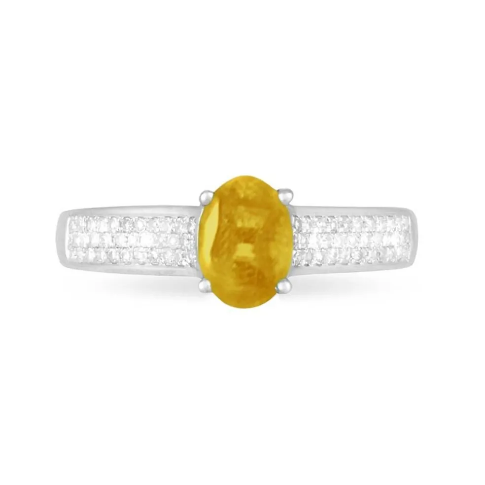 Bague Crista Or Blanc Citrine Et Diamant