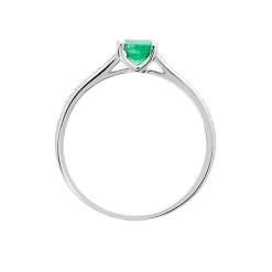 Bague Crista Or Blanc Emeraude Et Diamant