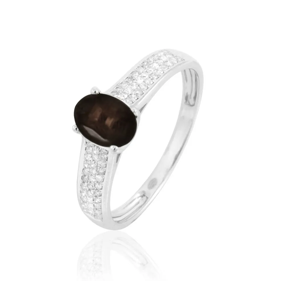 Bague Crista Or Blanc Quartz Et Diamant