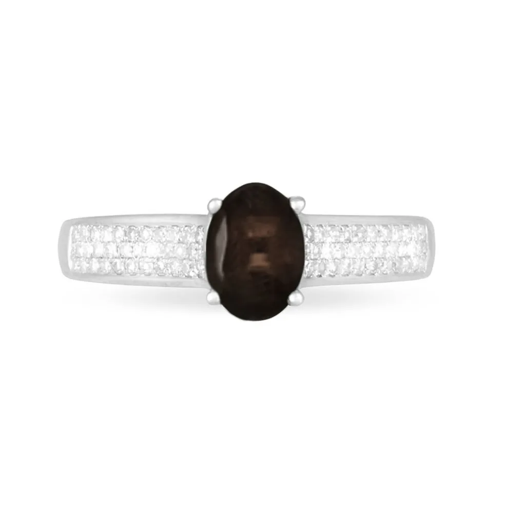 Bague Crista Or Blanc Quartz Et Diamant