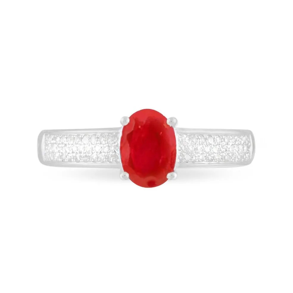 Bague Crista Or Blanc Rubis Et Diamant