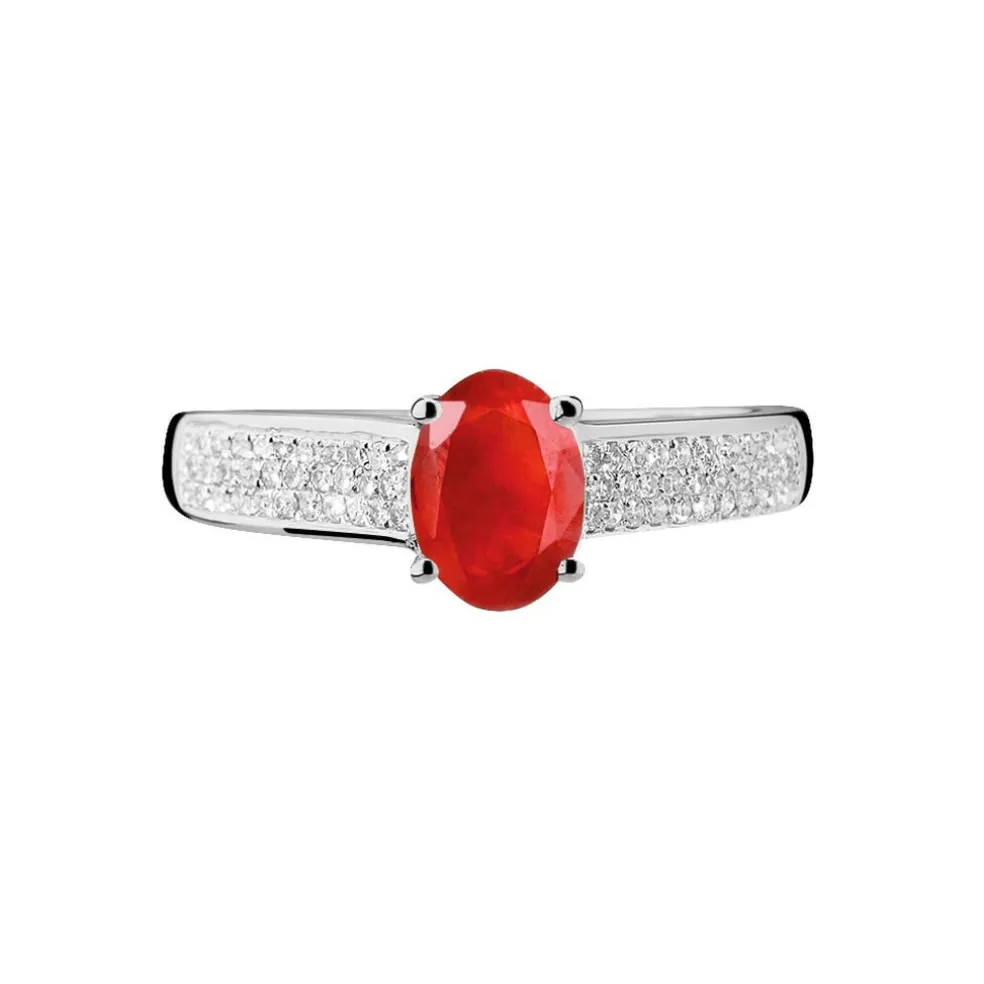Bague Crista Or Blanc Rubis Et Diamant