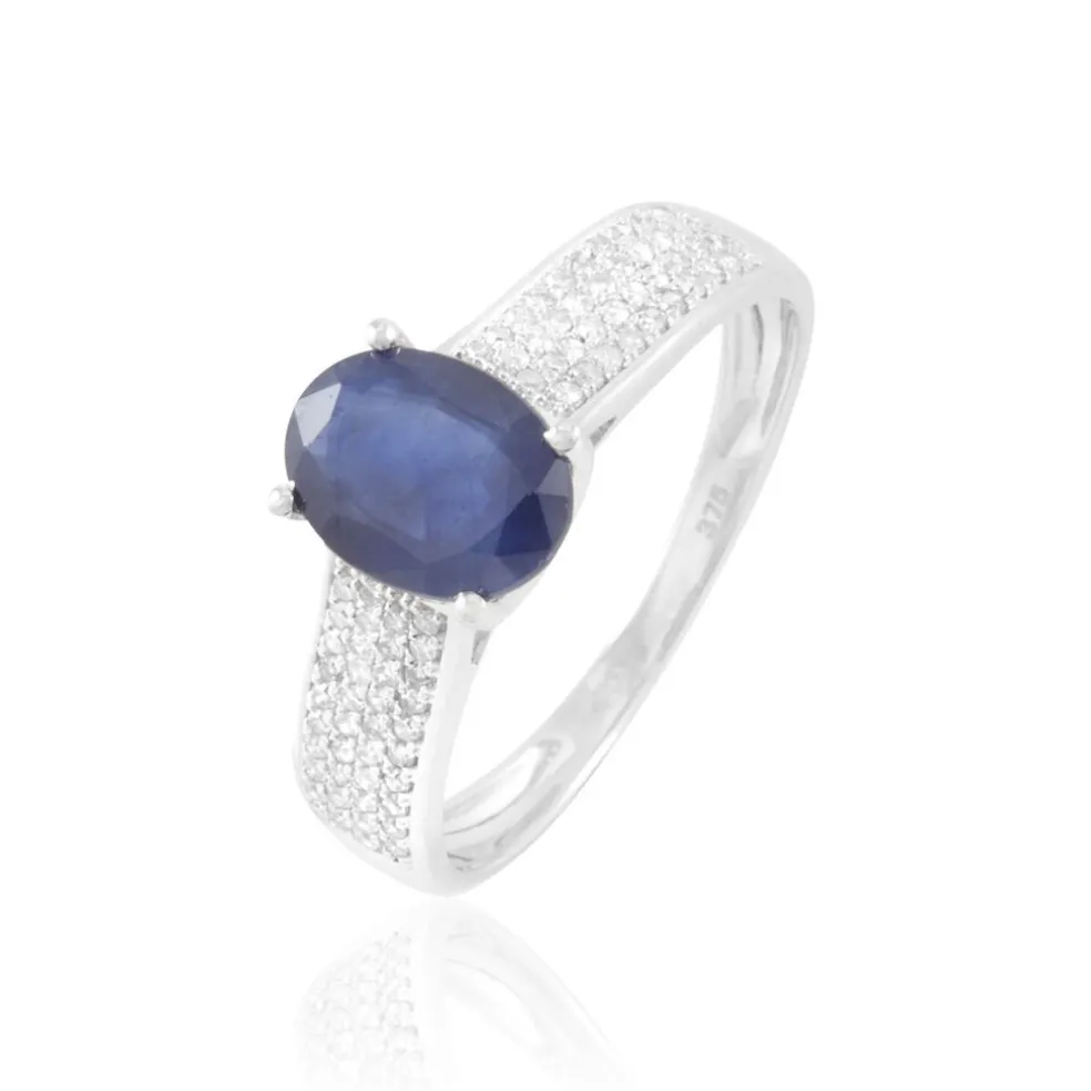 Bague Crista Or Blanc Saphir Et Diamant