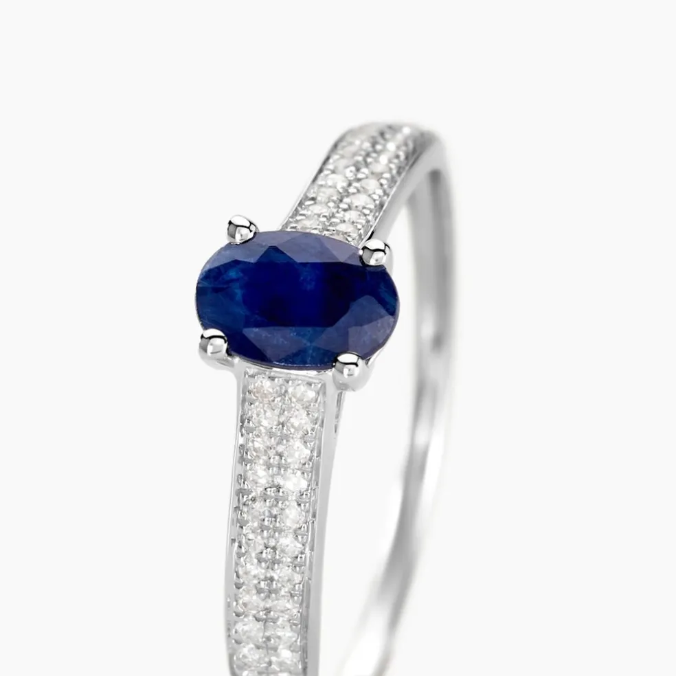 Bague Crista Or Blanc Saphir Et Diamant