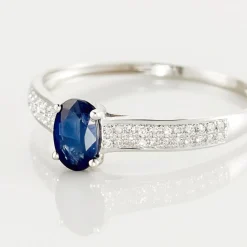 Bague Crista Or Blanc Saphir Et Diamant