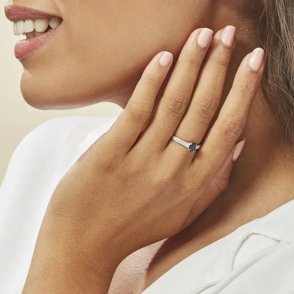 Bague Crista Or Blanc Saphir Et Diamant