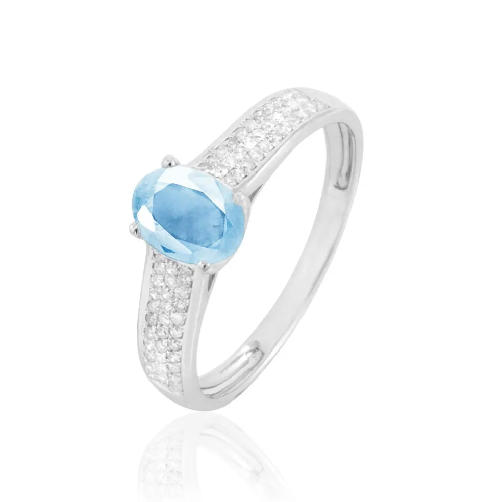 Bague Crista Or Blanc Topaze Et Diamant
