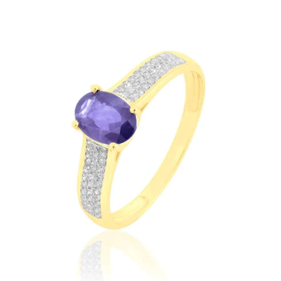 Bague Crista Or Jaune Amethyste Et Diamant