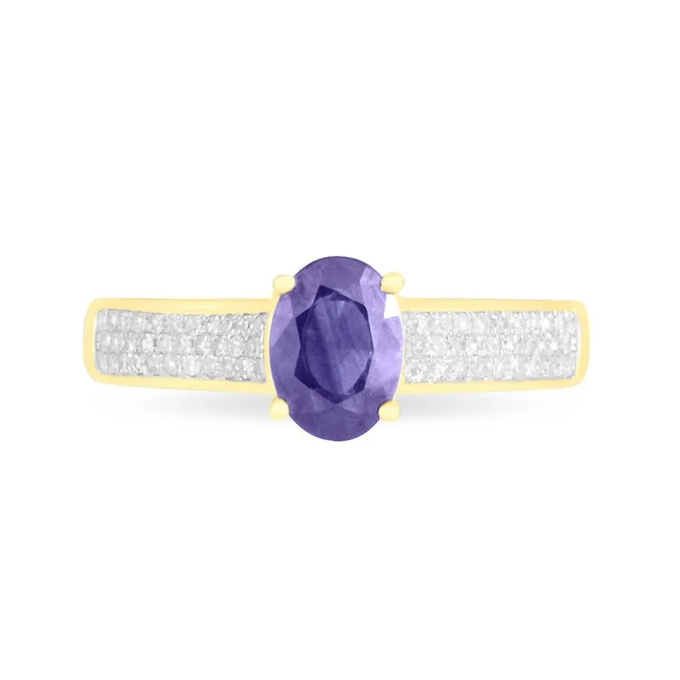 Bague Crista Or Jaune Amethyste Et Diamant