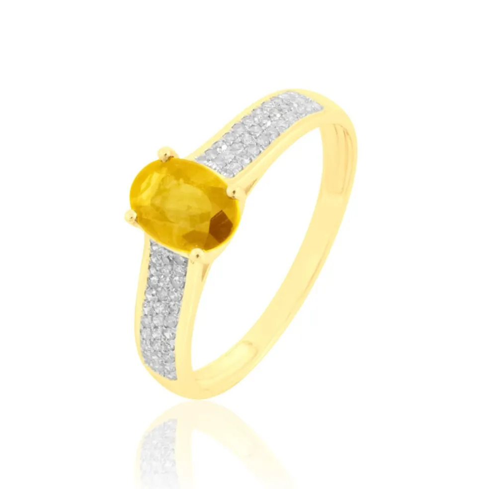Bague Crista Or Jaune Citrine Et Diamant