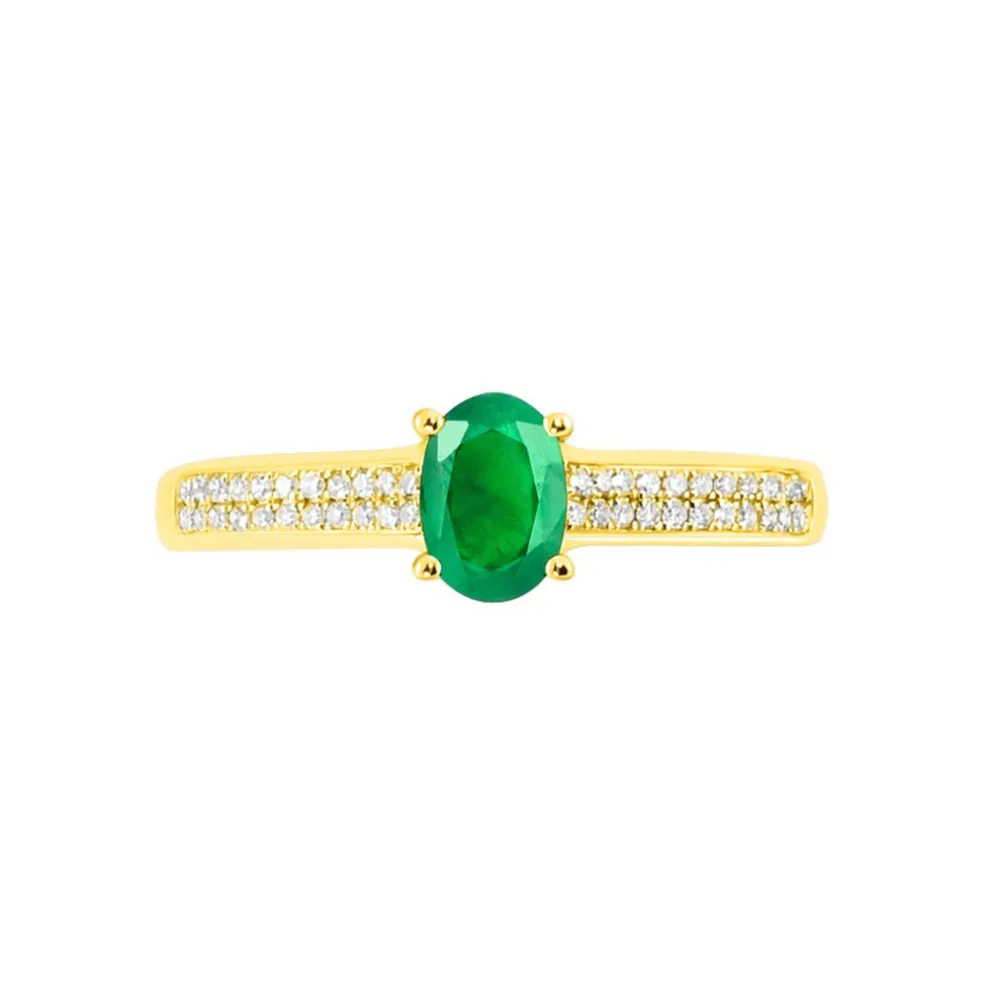 Bague Crista Or Jaune Emeraude Et Diamant