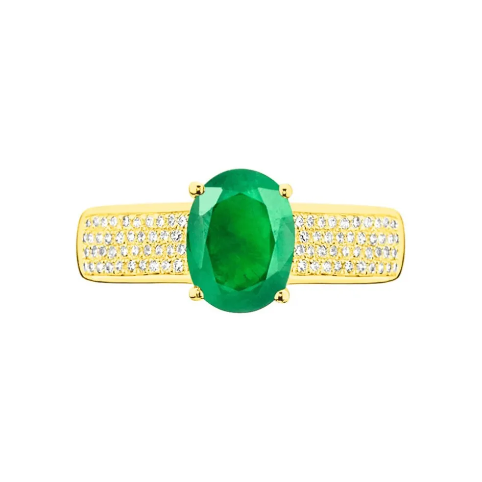 Bague Crista Or Jaune Emeraude Et Diamant