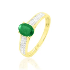 Bague Crista Or Jaune Emeraude Et Diamant