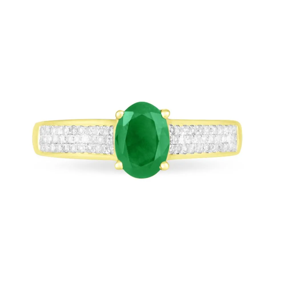 Bague Crista Or Jaune Emeraude Et Diamant