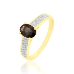 Bague Crista Or Jaune Quartz Et Diamant