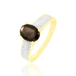 Bague Crista Or Jaune Quartz Et Diamant