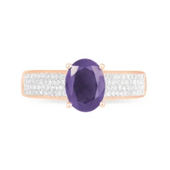 Bague Crista Or Rose Amethyste Et Diamant
