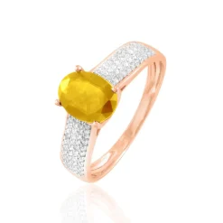 Bague Crista Or Rose Citrine Et Diamant