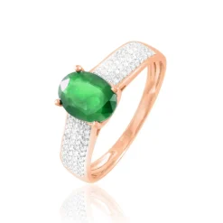 Bague Crista Or Rose Emeraude Et Diamant