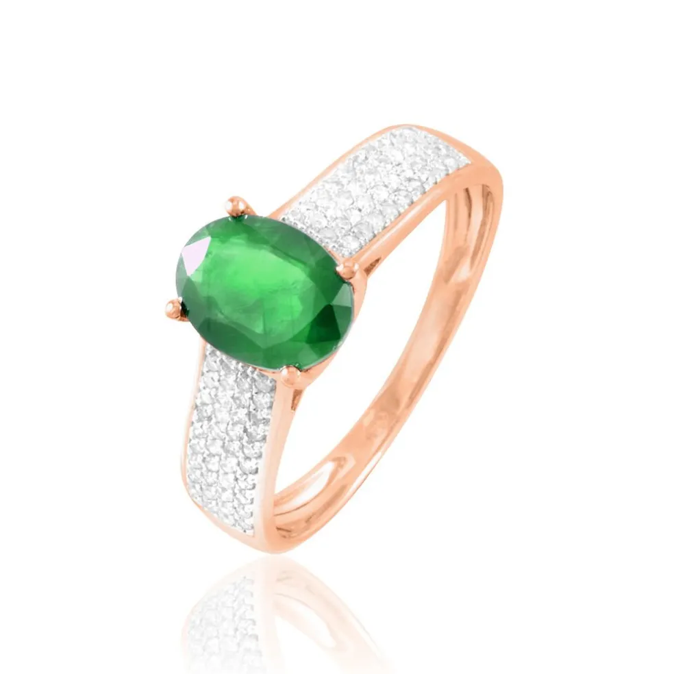 Bague Crista Or Rose Emeraude Et Diamant