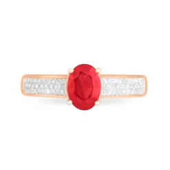 Bague Crista Or Rose Rubis Et Diamant
